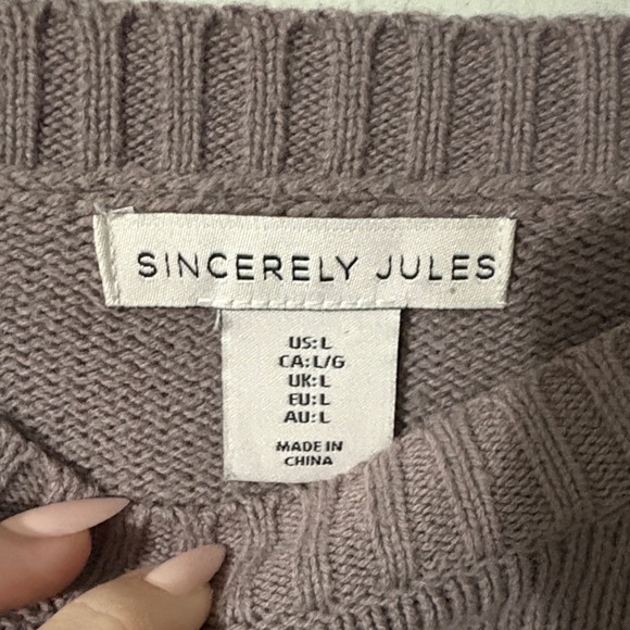 Sincerely Jules Lavender Sweater with Black Skull Accents - Picture 2 of 7